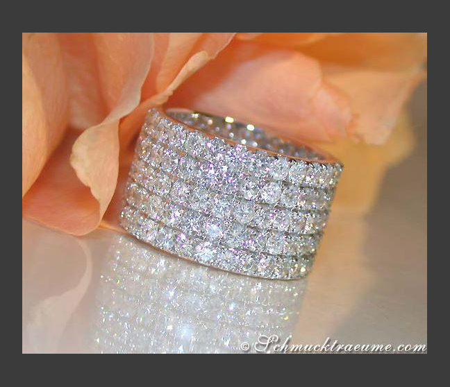 Extra Wide Five Row Diamond Eternity Ring