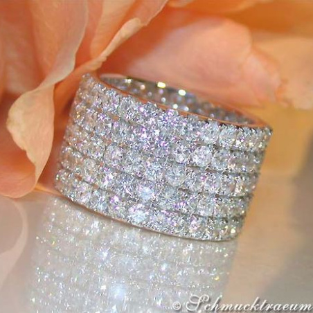 Extra Wide Five Row Diamond Eternity Ring