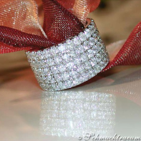 Extra Wide Five Row Diamond Eternity Ring