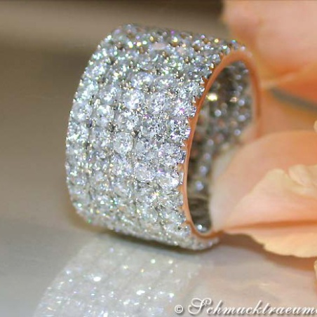 Extra Wide Five Row Diamond Eternity Ring