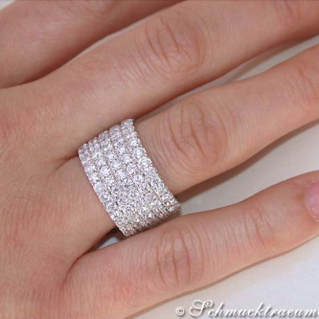 Extra Wide Five Row Diamond Eternity Ring