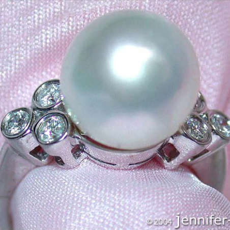 Südseeperle Ring mit Brillanten in Weißgold