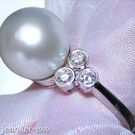 Südseeperle Ring mit Brillanten in Weißgold