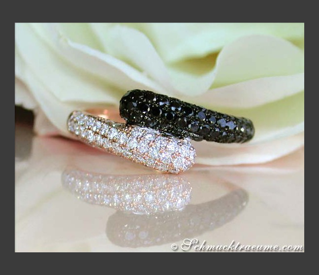 Enchanting Black & White Diamond Ring in Rose gold 14k Enchanting Black & White Diamond Ring in Rose gold 14k