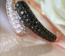 Enchanting Black & White Diamond Ring in Rose gold 14k