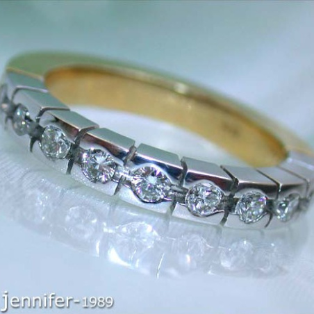Heavy Diamond Eternity Band in White & Yellow Gold 18k