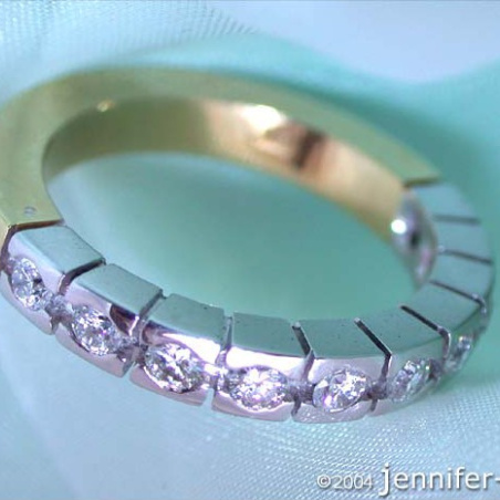 Heavy Diamond Eternity Band in White & Yellow Gold 18k