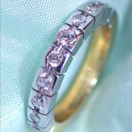 Heavy Diamond Eternity Band in White & Yellow Gold 18k