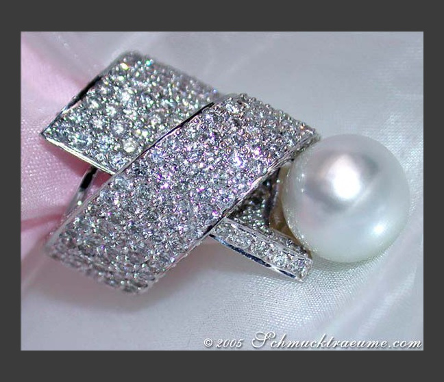 Opulent Southsea Pearl Ring with Diamonds Opulent Southsea Pearl Ring with Diamonds
