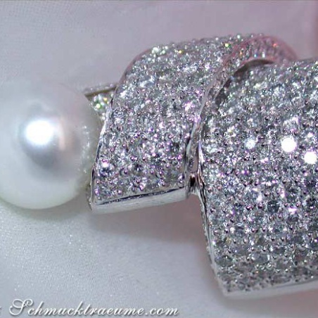 Opulent Southsea Pearl Ring with Diamonds