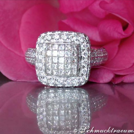 Terrific Diamond Square Ring (Princess & Brilliant Cut)