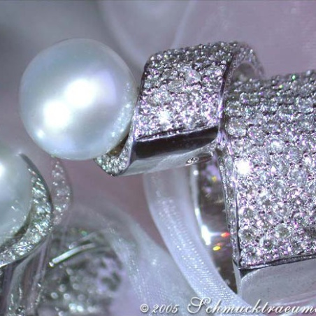 Opulent Southsea Pearl Ring with Diamonds