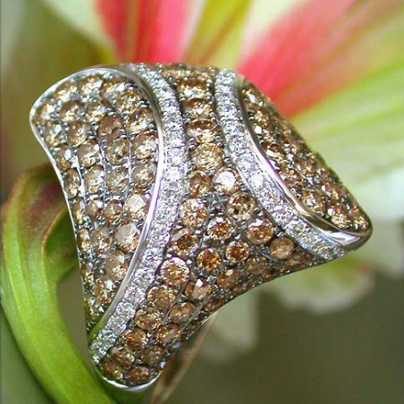 Impressive Brown & White Diamond Ring