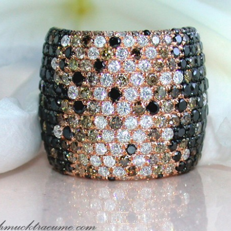 Stattlicher Ring mit schwarzen Diamanten, naturbraunen & weißen Brillanten