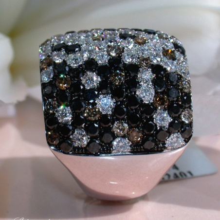 Magnificent Ring with Black, Natural Brown & White Diamonds