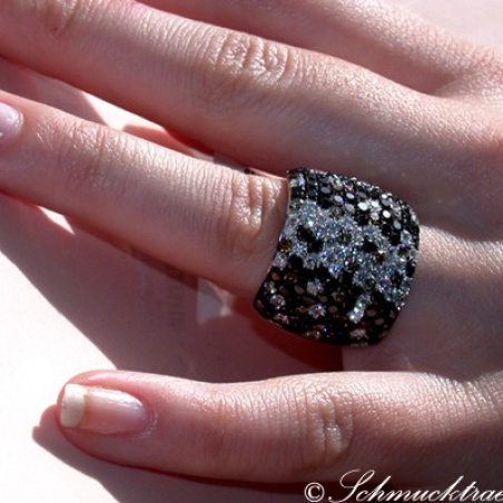 Magnificent Ring with Black, Natural Brown & White Diamonds