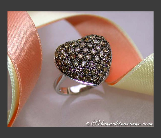 Cute Brown Diamond Heart Ring Cute Brown Diamond Heart Ring