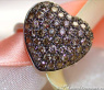 Cute Brown Diamond Heart Ring