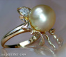 Pretty Golden Southsea Pearl Diamond Ring (Blossom Design)