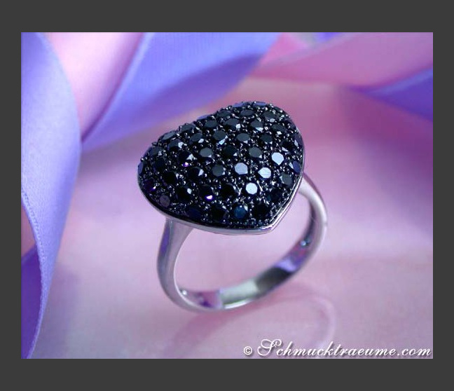 Cute Black Diamond Heart Ring Cute Black Diamond Heart Ring