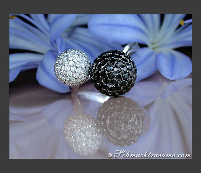 Pave Ball Ring with Black & White Diamonds Pave Ball Ring with Black & White Diamonds