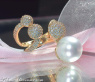 Südseeperle Ring mit Brillanten Pavé Kugeln