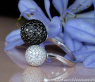 Pave Ball Ring with Black & White Diamonds