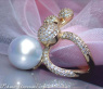 Südseeperle Ring mit Brillanten Pavé Kugeln