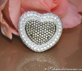 Terrific Heart Ring with Natural Brown & White Diamonds