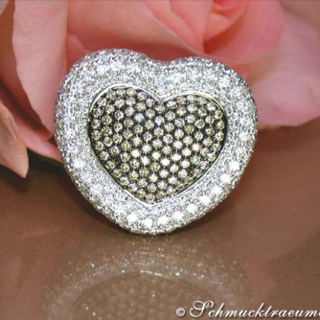 Terrific Heart Ring with Natural Brown & White Diamonds