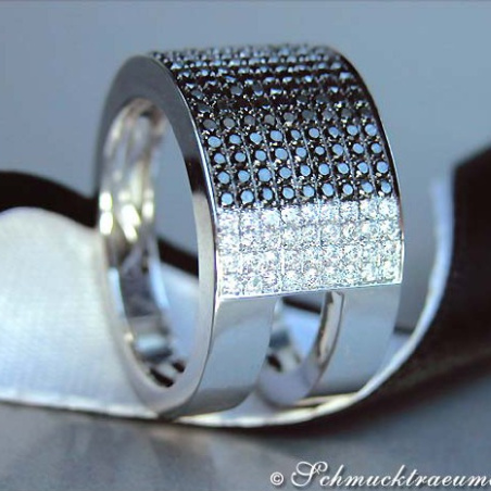 Plain Black & White Diamond Band