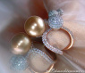 Wonderful Golden Southsea Pearl Ring with Diamonds
