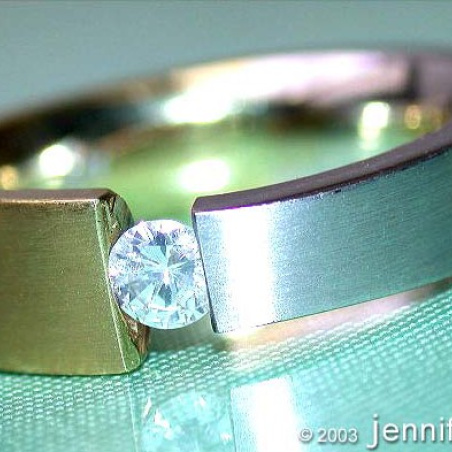 Minimalist Diamond Solitaire Ring (Two Tone Finish)