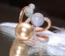 Wonderful Golden Southsea Pearl Ring with Diamonds