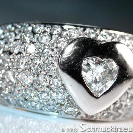 Stately Diamond Heart Solitaire Ring