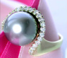 Edler Tahitiperle Ring mit Brillanten in Gelbgold