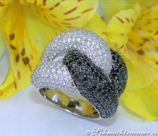 Voluminous Black & White Diamond Ring