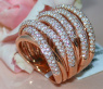 Huge Multi Row Diamond Ring in Rose gold 18k