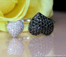 Feminine Black & White Diamond Heart Ring
