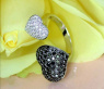 Feminine Black & White Diamond Heart Ring
