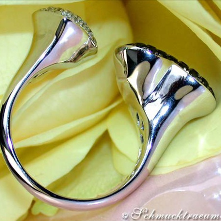 Feminine Black & White Diamond Heart Ring