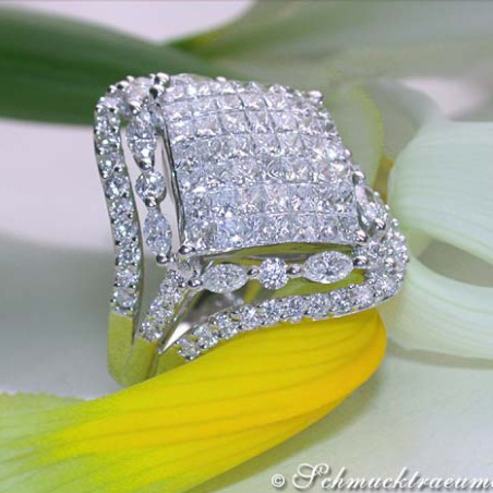 Brillanten Ring mit Marquise und Princess Diamanten