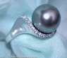 Edler Tahitiperle Ring mit Brillanten in Weißgold