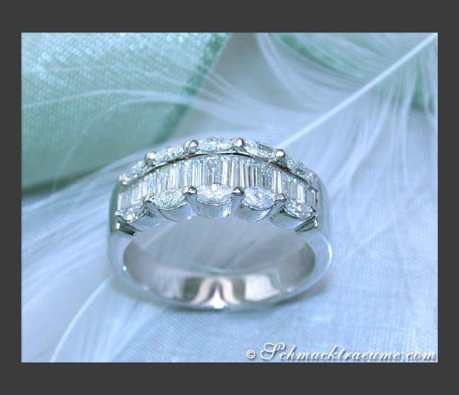 Elegant Marquise & Taper Cut Diamond Ring Elegant Marquise & Taper Cut Diamond Ring