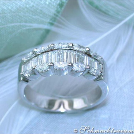 Elegant Marquise & Taper Cut Diamond Ring