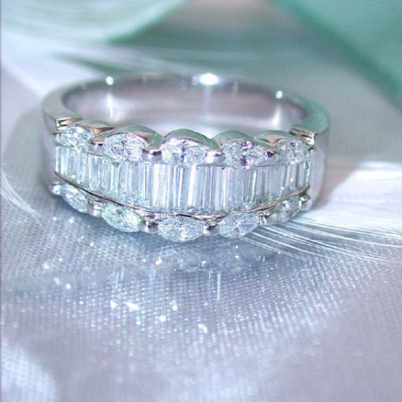 Elegant Marquise & Taper Cut Diamond Ring