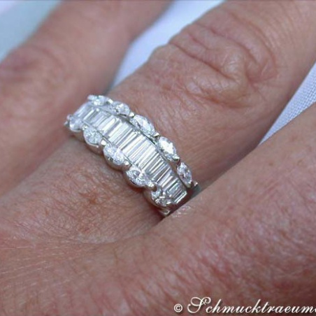 Elegant Marquise & Taper Cut Diamond Ring