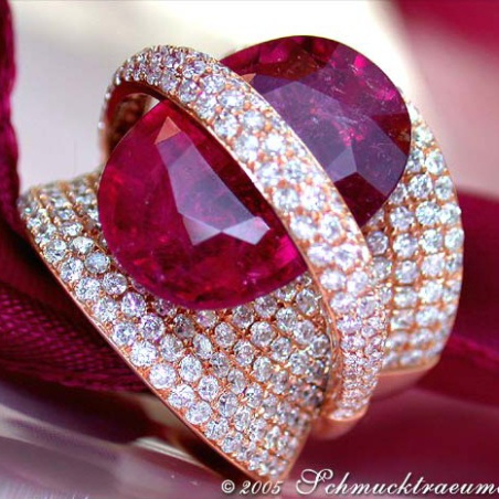 Oversized Rubellite Ring with Diamonds