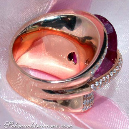 Oversized Rubellite Ring with Diamonds