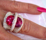 Oversized Rubellite Ring with Diamonds